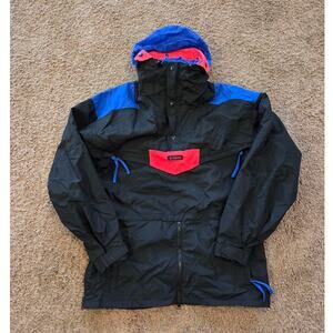 columbia colorful vtg ski jacket nylon color block radial sleeve winter mens M